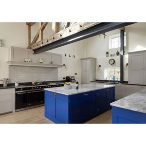 Meubles de cuisine modulaires, îlot de cuisine, prix d'usine, ensemble complet personnalisé, design moderne, blanc shaker, laque bleue - Product Image 1