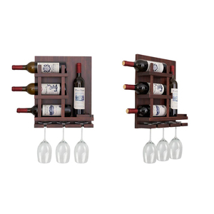 High Quality Wholesale Wooden <strong>Wine</strong> Rack <strong>Bottle</strong> Storage Wall Mount Bamboo <strong>Wine</strong> Display Rack With 3 <strong>Wine</strong> Glass