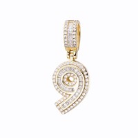 Pendentif de charme pour femme en moissanite plaqué or argent, coupe baguette brillante, numéro personnalisé, anniversaire, style européen