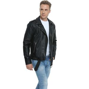 <span class=keywords><strong>Giacca</strong></span> da <span class=keywords><strong>uomo</strong></span> con cintura in <span class=keywords><strong>pelle</strong></span> sintetica Casual Slim Fit con risvolto e chiusura a cerniera con Logo frontale - Product Image 2
