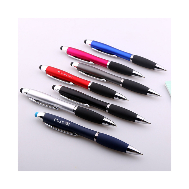 Classic Custom Logo Metallic Color Plastic Stylus Pen 2 in 1 Ballpoint Pen With Stylus Touch