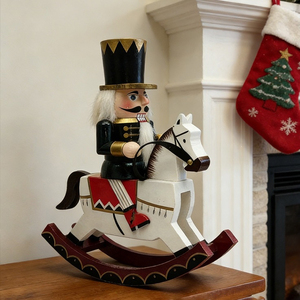 Figurine de soldat <span class=keywords><strong>casse</strong></span>-noisette de Noël en bois de 28 cm, cheval à bascule, statuette décorative pour la maison, le bureau, cadeau de fêtes, vente en gros - Product Image 5