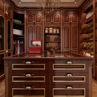 Closet Personalizável Estilo Europeu |   Acabamento Dourado em Madeira Compensada |   Organizador de Gavetas para Closet de Luxo com 5+ Gavetas