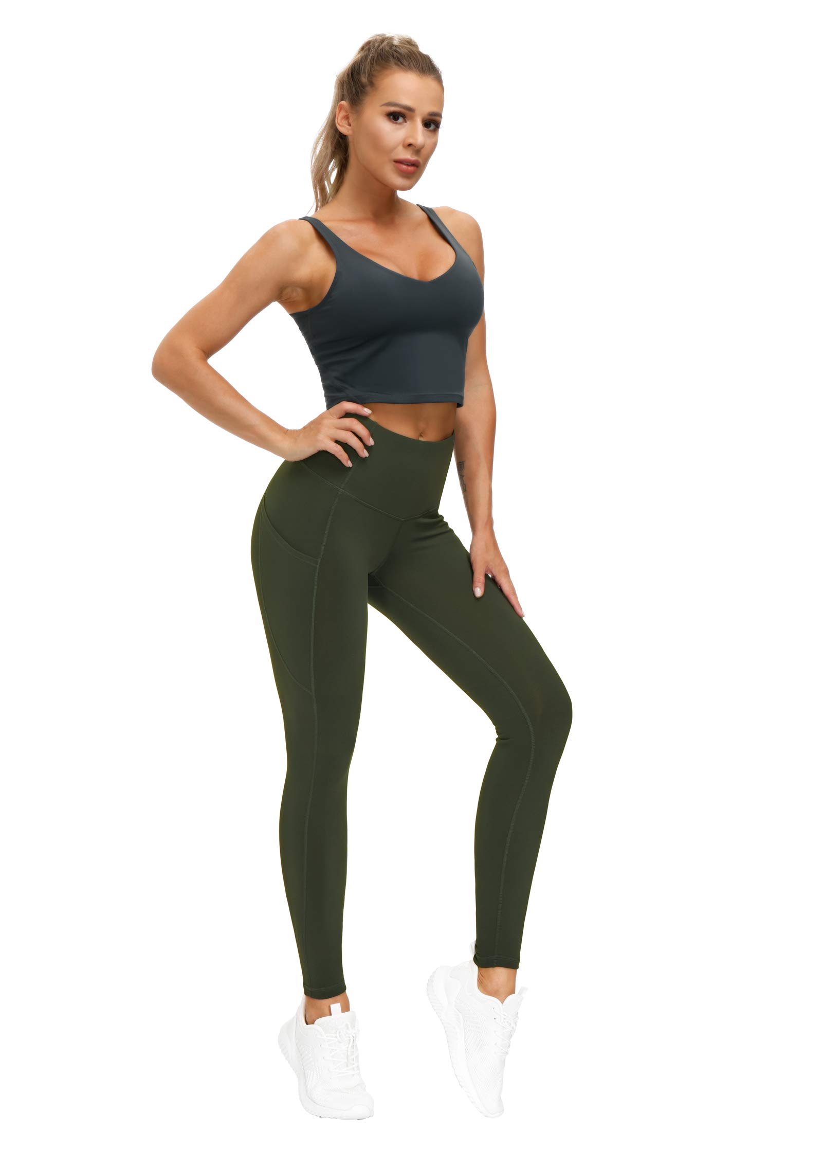 High Waist Gym Leggings Pockets Thick Tummy Control Workout Running Yoga Pants for Women XS Custom Seamless Sports Wear Solid