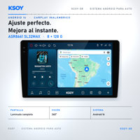 Autoradio Android 16, écran tactile multimédia pour voiture avec 4G LTE, Wi-Fi 6 et Bluetooth 5.4, plateforme huit cœurs 6 nm