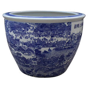 Grande vaso <span class=keywords><strong>di</strong></span> fiori in ceramica per esterni in stile <span class=keywords><strong>palazzo</strong></span> cinese tradizionale blu bianco fioriera da giardino per uso domestico - Product Image 2