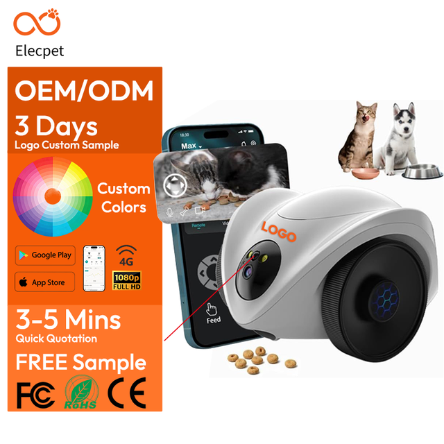 Elecpet Robot Pet Camera One-Tap Treat Dispensing | 360 Monitor 2-Way Audio Smart Tracking | Dual Cameras Long Battery Life
