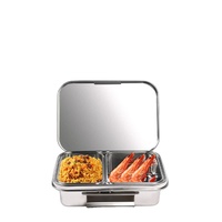 Boîte à lunch en métal AOHEA pour enfants, boîte à bento en acier inoxydable à 2 compartiments, boîte à lunch scolaire, boîte à bento pour enfants et adultes