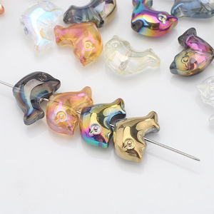 Cuentas de delfín de cristal púrpura transparente, ilusión chapada, cuentas de cristal coloridas en forma de delfín de 11X16MM para la fabricación de joyas - Product Image 2