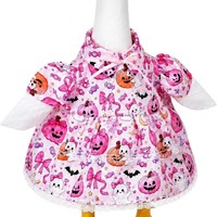 Décoration de jardin extérieure en tissu pour costume de canard d'Halloween |   Imprimé citrouille rose et fantôme avec bordure en dentelle |   Costume pour Porch Goose
