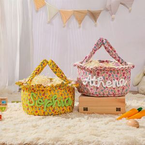 Personalized Kids Storage <b>Basket</b> Custom Name Embroidered Toy <b>Basket</b> Quilted Fabric <b>Nursery</b> Organizer for Baby Room - Product Image 2