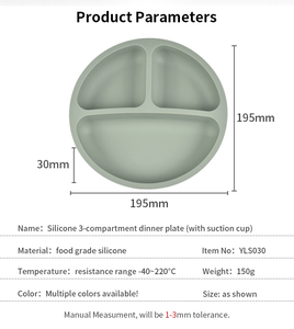 Assiette pour bébé en silicone de qualité alimentaire à 100 % avec base à ventouse, sans BPA, passe au micro-ondes et au lave-vaisselle, incassable, indispensable pour l'alimentation des tout-petits - Product Image 2