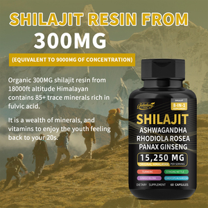 Nuevas Cápsulas de Shilajit Puro del Himalaya <span class=keywords><strong>con</strong></span> Ashwagandha y <span class=keywords><strong>Ginseng</strong></span>, Fórmula Lista para Usar, Suplemento Energético 8 en 1 <span class=keywords><strong>con</strong></span> <span class=keywords><strong>Vitaminas</strong></span> para el Cuidado de la Salud - Product Image 3