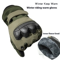 Gants tactiques d'hiver à doigts entiers pour hommes, doublés en polyester polaire, résistants à l'abrasion pour l'entraînement en plein air.