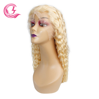 Perruque sans colle CLJhair 13X4 French Wave brésilienne avec dentelle transparente 613, 100% cheveux humains vierges, densité 180%, double tirage