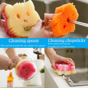 Éponge de nettoyage multifonctionnelle en polyester écologique la plus vendue, éponge à <span class=keywords><strong>vaisselle</strong></span> mignonne et multifonctionnelle pour chaton, éponge à récurer puissante - Product Image 5