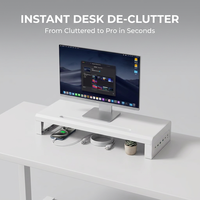 Elegante Soporte Elevador de Monitor de Metal Blanco de 550 mm, Organizador Tecnológico Moderno para iMac y Espacio de Trabajo Profesional