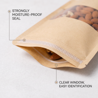 Sachets Doypack en papier kraft brun et blanc avec fermeture zip et fenêtre pour emballage alimentaire