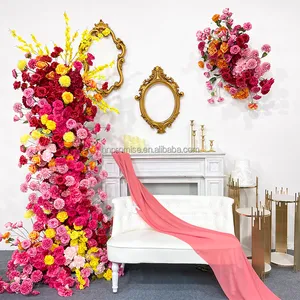 Promise Artificial Pink Rose Flower Arch Wedding Arch Decorated Flower Metal Arch For Wedding Decorations