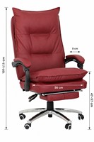 Chaise de bureau de direction à dossier haut en cuir PU rouge, pivotante et inclinable, avec repose-pieds