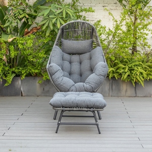 Poltrona <span class=keywords><strong>da</strong></span> <span class=keywords><strong>Esterno</strong></span> per 2 Persone, Sedia a Cesto con Cuscini Extra Spessi e Poggiatesta - Product Image 4