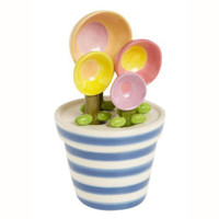 Cuillère et support en céramique en forme de fleur, couleur bonbon, 5 pièces
