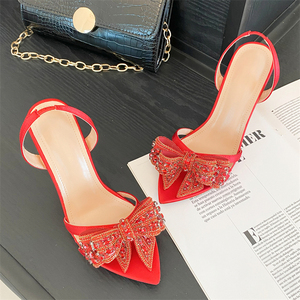 Sandales de soirée à bout ouvert tendance été XSD, talons hauts à nœud en cristal, antidérapantes, couleurs mélangées, vente chaude - Product Image 1