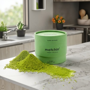 Custom Printed Eco-Friendly Food Grade Albumen Powder Paperboard Cylinder <b>Box</b> for Matcha Powder Gummies Pills - Product Image 1