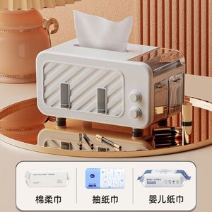 Caja de pañuelos multifuncional con soporte para teléfono y compartimento de almacenamiento para uso en el escritorio de la sala de estar - Product Image 2