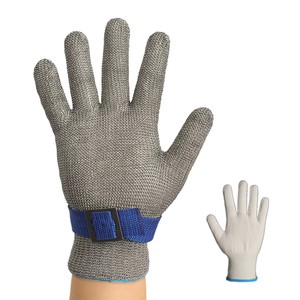 Gants <span class=keywords><strong>anti</strong></span>-<span class=keywords><strong>coupure</strong></span> de niveau 9 améliorés, en maille métallique d'acier inoxydable de qualité alimentaire, pour <span class=keywords><strong>cuisine</strong></span> et boucherie, pour la découpe au couteau - Product Image 3