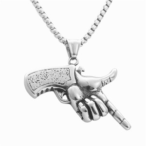 Colgante de acero inoxidable con forma de mano yunnique para hombre, collar de estilo retro punk, cadena de 3,0x60 cm incluida - Product Image 2