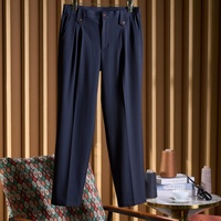 Pantalons décontractés OEM/ODM avec une conception à double pli et une taille élastique, confectionnés en tissu de qualité supérieure en mélange de laine et d'acétate