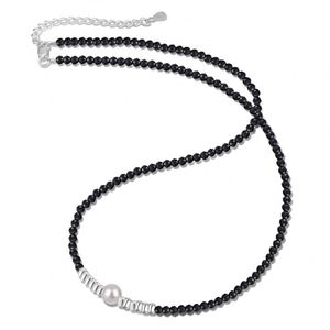 Collar con Colgante de Perlas de Cristal de Ónix Negro y Cuentas Pequeñas, Chapado en Rodio y Plata S925, Diseño Especial Dylam, para Mujeres y Niñas - Product Image 6