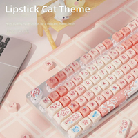 Clavier mécanique rose avec câble USB, Rouge Kitty, pour le jeu et le bureau