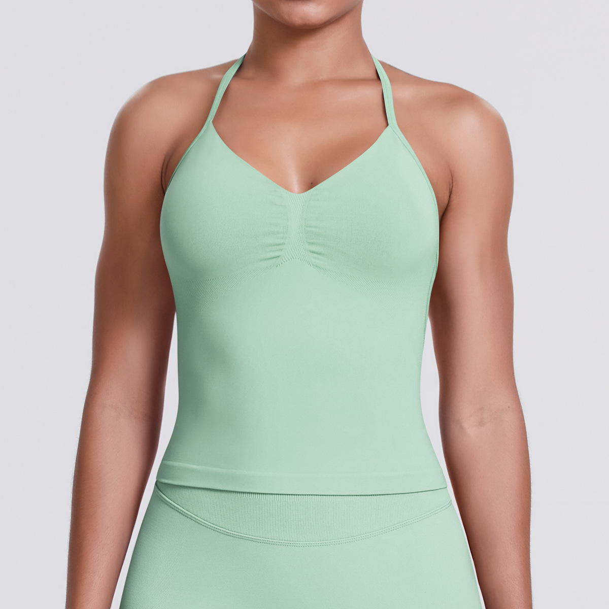 Under Lulu Custom Breathable Cross-Border Seamless Knitted Tank Top Sexy Backless Fitness Sports Vest Yoga Wear in Solid Colors