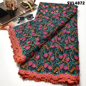 Tela de Encaje Suizo de Alta Calidad 100% Algodón, Bordado Floral 3D con Piedras, Tela de Encaje Africana Suave para Vestidos de Fiesta para Mujer - Product Image 2