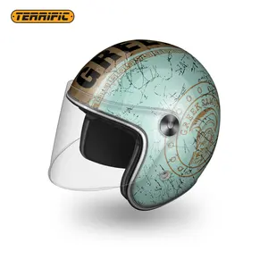 Open Gezicht Helm Driekwart Motor Fiberglas Retro Stijl Motorhelm