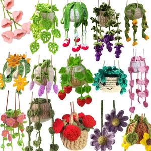 Adornos Colgantes para Coche de Flores de Ganchillo Tejidas a Mano, Accesorios Creativos de Amigurumi para Macetas, Cestas Florales y Adornos Colgantes - Product Image 1
