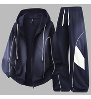 Ensemble veste à capuche et pantalon pour homme, élégant, printemps/automne, 650g, polyester, color-block, sweat à capuche zippé, pantalon décontracté ample, ensemble athlétique