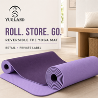Tapis de yoga Yugaland HIIT Pro bicolore en TPE, anti-déchirure, pour exercices professionnels en salle de sport, vente en gros, fournisseur d'usine