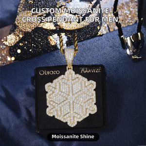 Accessoires pour hommes, bijoux, collier personnalisable, pendentif, breloques, chaîne cubaine, argent 925, VVS, hip hop, pendentif en moissanite, croix, 24g - Product Image 2