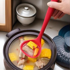 ช้อนซุปซิลิโคนขนาดใหญ่ ด้ามยาวหนา เกรดอาหาร สำหรับเสิร์ฟซุปและโจ๊ก - Product Image 4