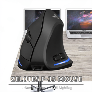 Zelotes F-35 Ergonomic 2.4GHz không dây dọc Chuột chơi game 6-nút USB giao diện quang học LED cho thuận tay phải người dùng thả - Product Image 5