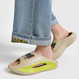 Claquettes EVA à semelle épaisse avec lettrage, rehaussantes, pour l'extérieur, chaussures de plage d'été pour hommes, e-commerce transfrontalier - Product Image 2