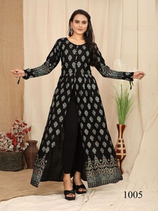 Vestido Kurtis con estampado de rayón pesado de nuevo diseño de moda para bodas y ocasiones especiales de exportación de India - Product Image 5