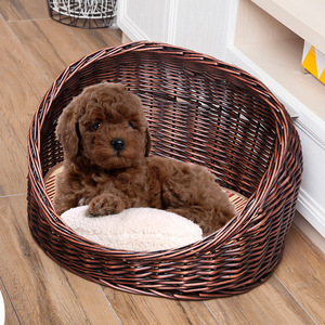 natural willow woven cats dogs house with <b>liner</b>/natural wicker pet cats dogs home house <b>bed</b> with mat - Product Image 6