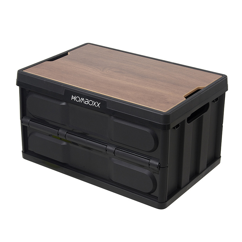 Cadre de pliage (noir avec planche de bois)