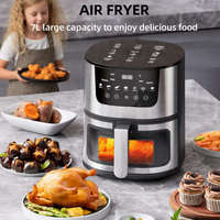Friteuse à air intelligente multifonctionnelle moderne grande capacité 7L en acier inoxydable avec contrôle tactile, compatible prises EU AU UK US