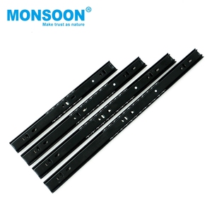 Giá Tốt Đen Correderas Para Cajones Kính Thiên Văn Kênh 2 Gấp Sắt Bền Ngăn Kéo Kính Thiên Văn Đường Sắt Hướng Dẫn Trượt Cho Nhà Bếp - Product Image 1