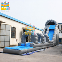 Château gonflable avec toboggan d’eau adulte, PVC souple 0,55 mm, pro, taille/couleur personnalisées, garantie 3 ans